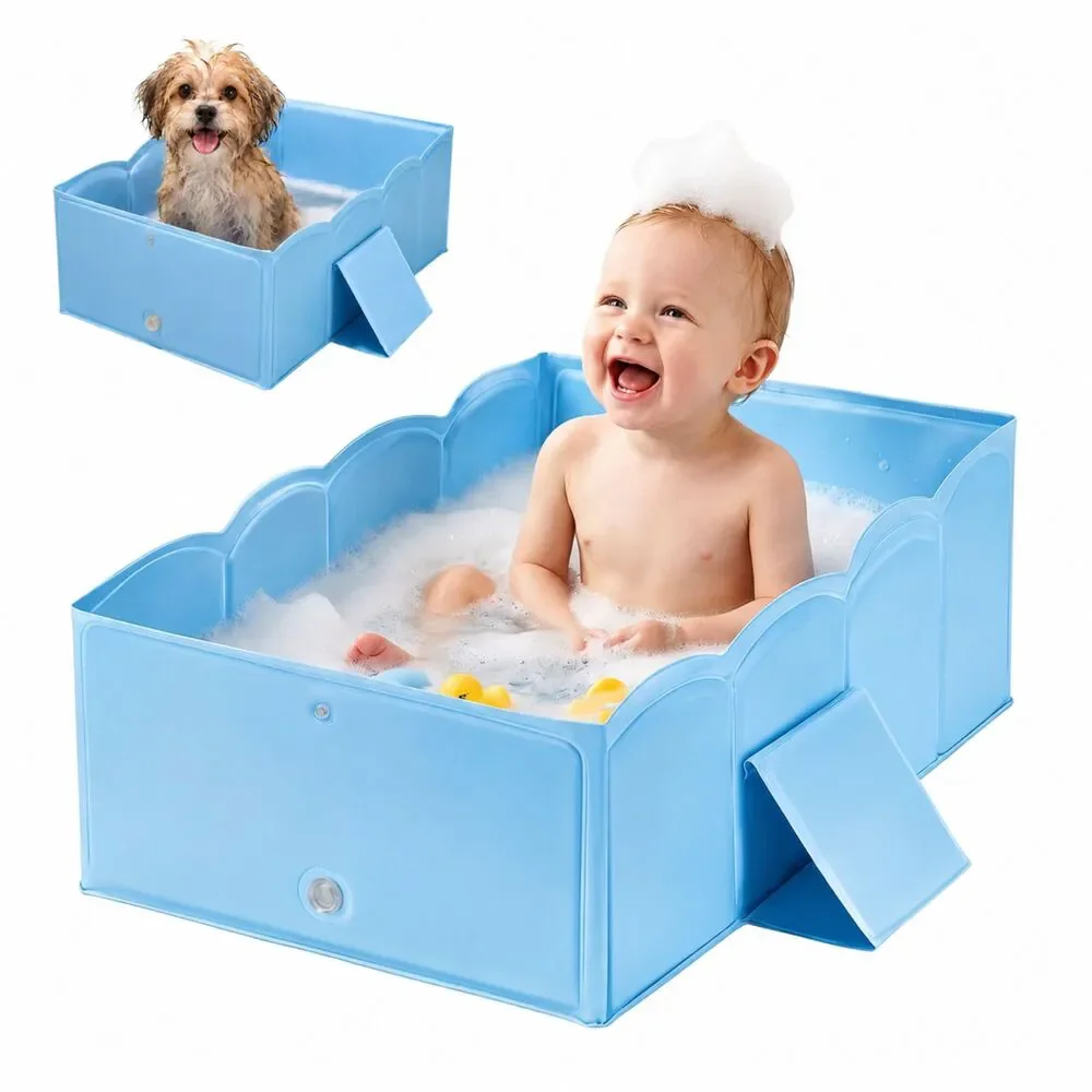 Baby Bath Tub Foldable Toddler Travel Bathtub Collapsible, Pet Bath Tub
